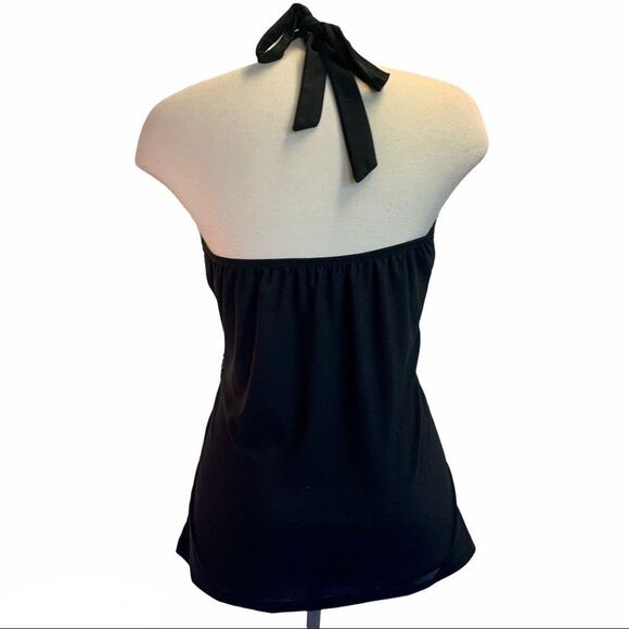 Faust black beaded evening halter top Sz L - Picture 3 of 7